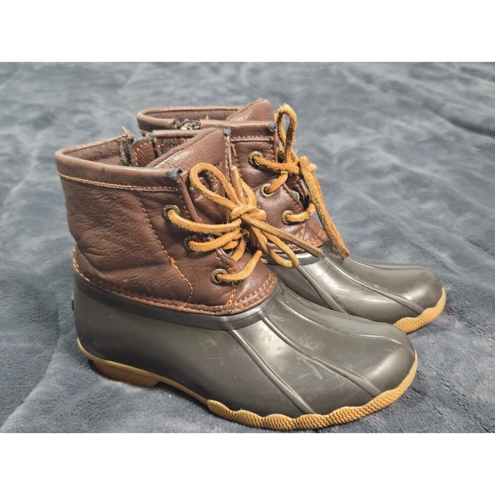 Sperry Saltwater Duck Boots Navy Brown Little Kids Size 11M Preppy Rain boot